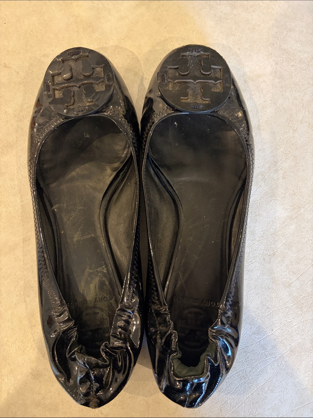 Tory Burch Black Patent Logo Ballet Flats